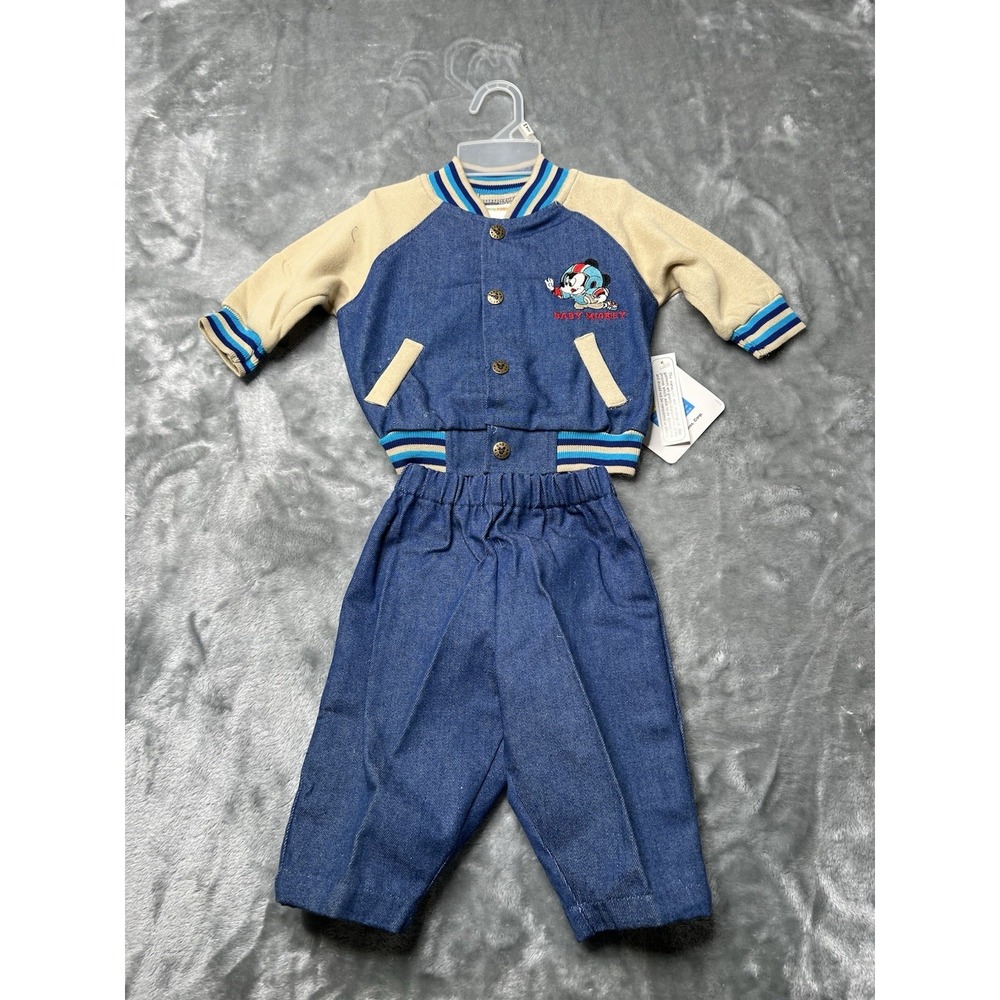 Mickey Mouse Jacket Baby 6-9 Months Varsity Letterman 2 Piece Set RARE DEADSTOCK